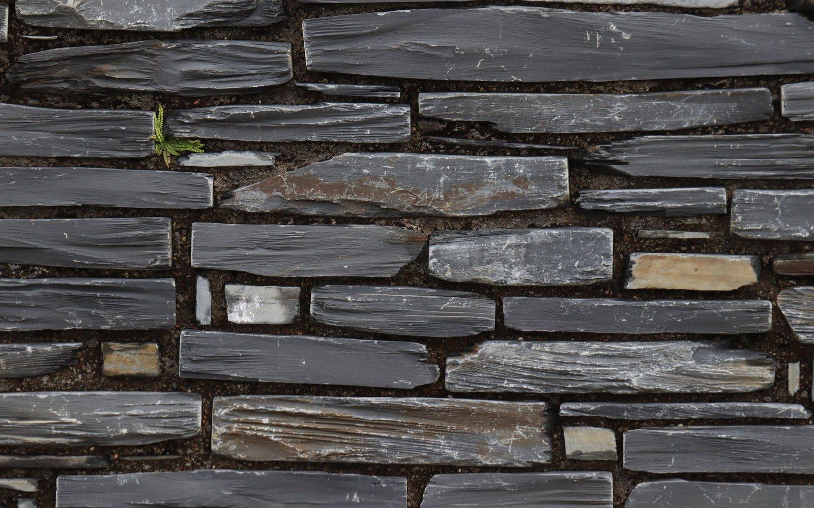 A lauze stone-slab roof seen from directly above, showing the overlapping courses of flat schist slabs, Périgord